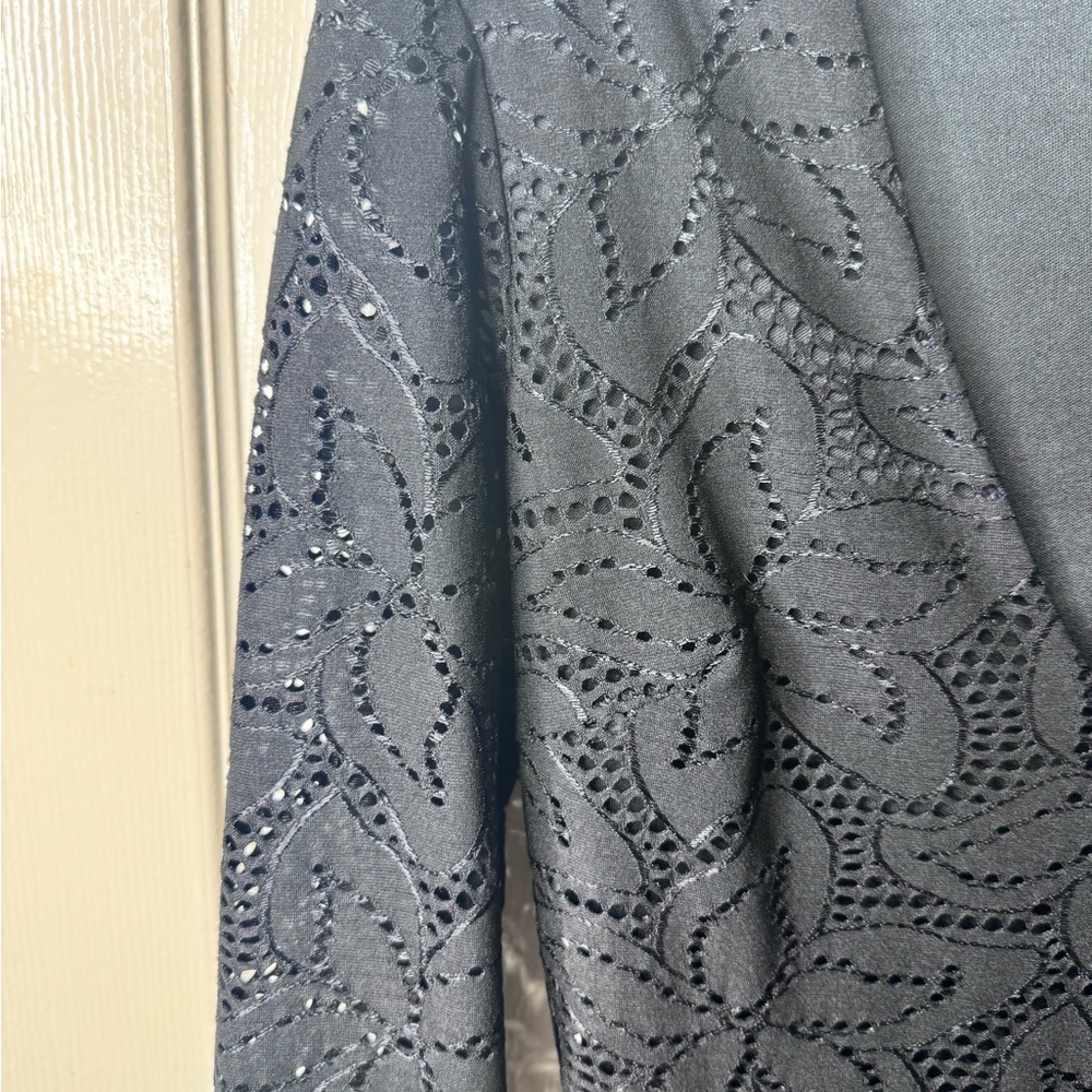 Black Bodycon Dress with Plunge Neckline and Long Sleeves - Picture 4 of 7